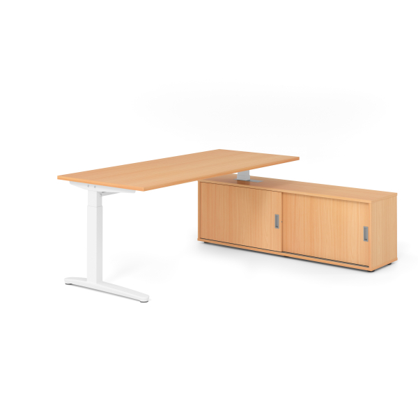 4032062333549 - Schreibtischkombination VXB manuell höhenverstellbar 85cm (H) 180x80cm (BxT) buche   weiß 4032062333549 Hammerbacher