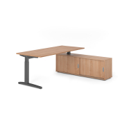 Schreibtischkombination VXB, manuell h&ouml;henverstellbar 85cm (H), 180x80cm (BxT), nussbaum / graphit