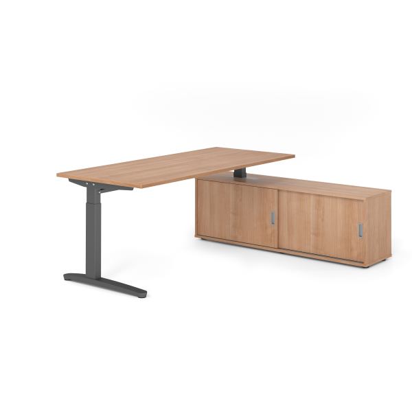 4032062333587 - Schreibtischkombination VXB manuell höhenverstellbar 85cm (H) 180x80cm (BxT) Nussbaum   graphit 4032062333587 Hammerbacher