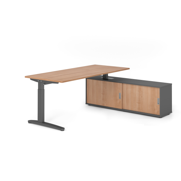 4032062333594 - Schreibtischkombination VXB manuell höhenverstellbar 85cm (H) 180x80cm (BxT) Nussbaum   graphit 4032062333594 Hammerbacher