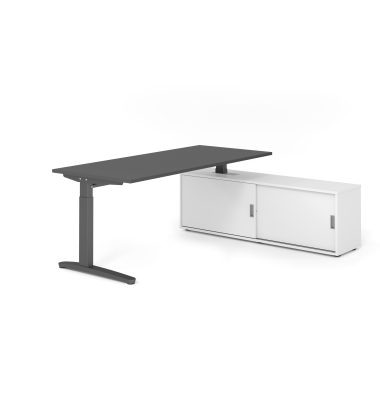 Schreibtischkombination VXB, manuell h&ouml;henverstellbar 85cm (H), 180x80cm (BxT), graphit / graphit