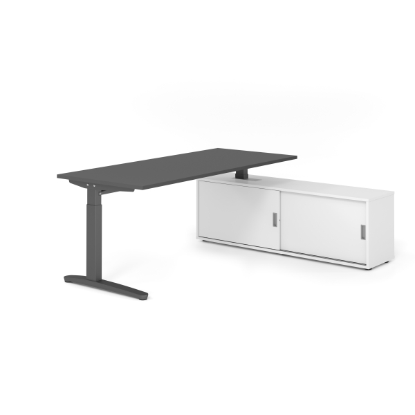 4032062333648 - Schreibtischkombination VXB manuell höhenverstellbar 85cm (H) 180x80cm (BxT) Graphit   graphit 4032062333648 Hammerbacher