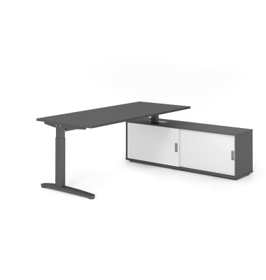 Schreibtischkombination VXB, manuell h&ouml;henverstellbar 85cm (H), 180x80cm (BxT), graphit / graphit