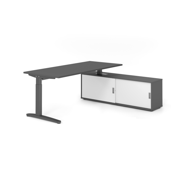 4032062333655 - Schreibtischkombination VXB manuell höhenverstellbar 85cm (H) 180x80cm (BxT) Graphit   graphit 4032062333655 Hammerbacher