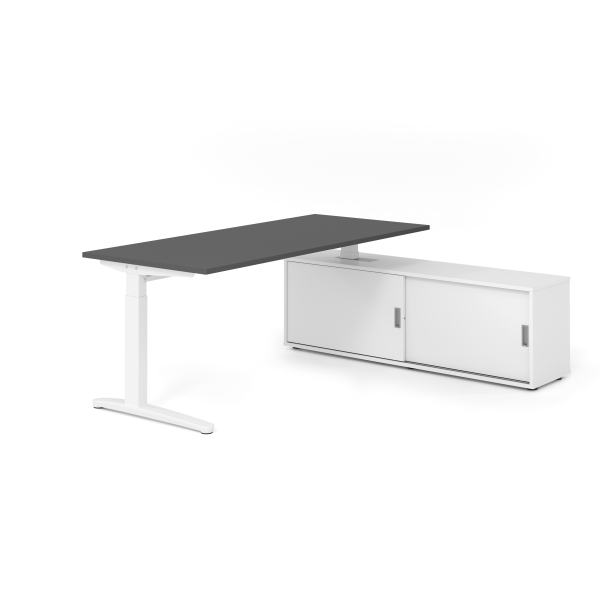 4032062333662 - Schreibtischkombination VXB manuell höhenverstellbar 85cm (H) 180x80cm (BxT) Graphit   weiß 4032062333662 Hammerbacher