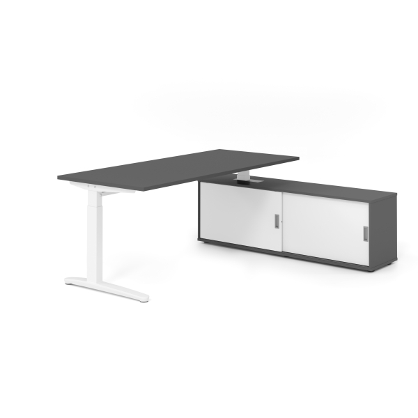 4032062333679 - Schreibtischkombination VXB manuell höhenverstellbar 85cm (H) 180x80cm (BxT) Graphit   weiß 4032062333679 Hammerbacher