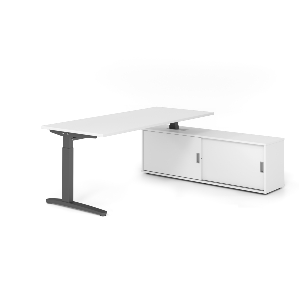 4032062333709 - Schreibtischkombination VXB manuell höhenverstellbar 85cm (H) 180x80cm (BxT) Weiß   graphit 4032062333709 Hammerbacher