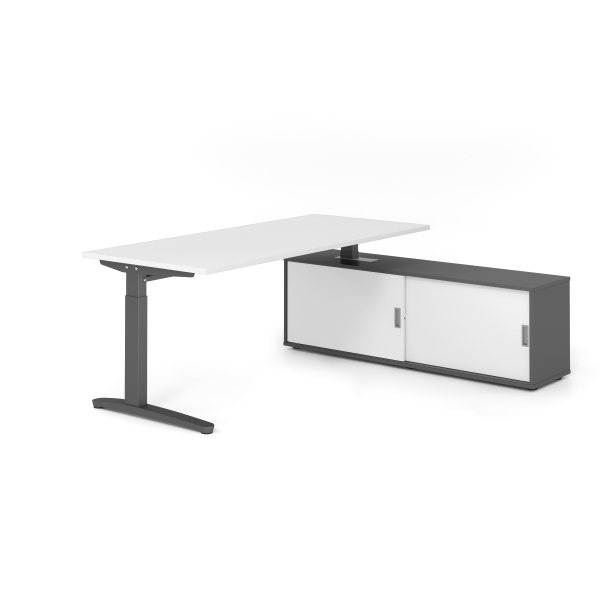 4032062333716 - Schreibtischkombination VXB manuell höhenverstellbar 85cm (H) 180x80cm (BxT) Weiß   graphit 4032062333716 Hammerbacher