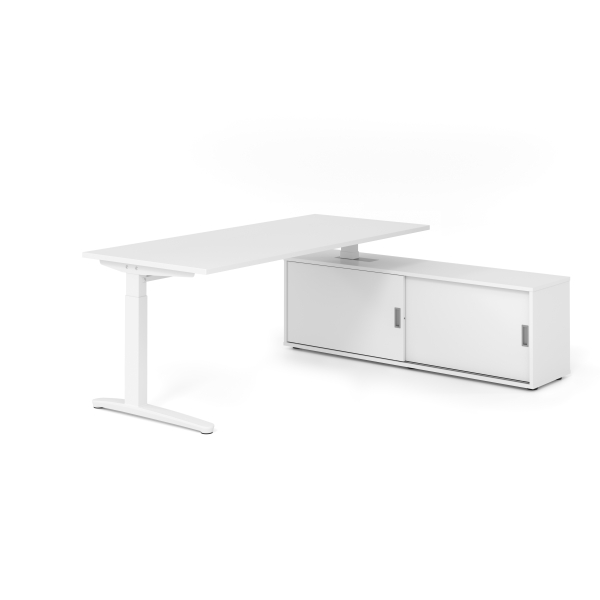 4032062333723 - Schreibtischkombination VXB manuell höhenverstellbar 85cm (H) 180x80cm (BxT) Weiß   weiß 4032062333723 Hammerbacher