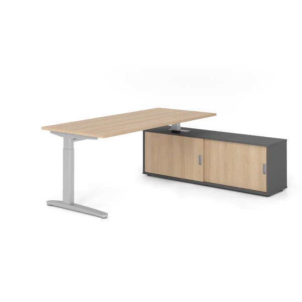 4032062333754 - Schreibtischkombination VXB manuell höhenverstellbar 85cm (H) 180x80cm (BxT) Eiche   silber 4032062333754 Hammerbacher