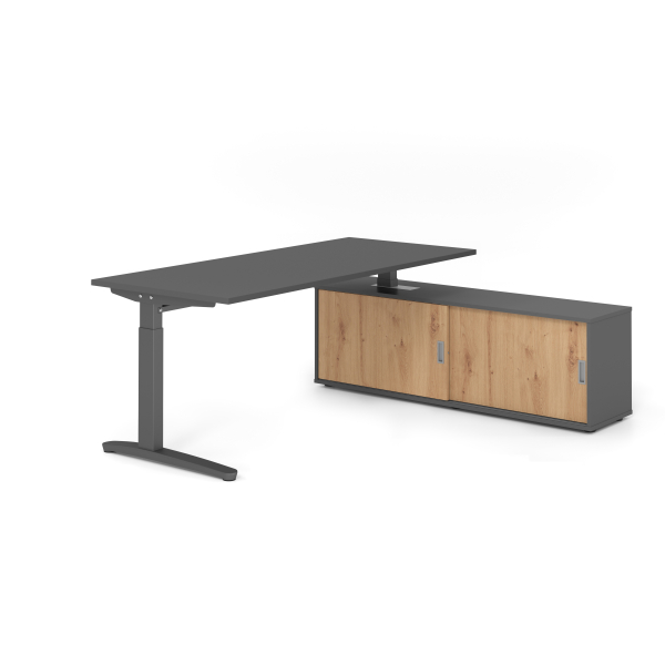 4032062333877 - Schreibtischkombination VXB manuell höhenverstellbar 85cm (H) 180x80cm (BxT) Graphit   graphit 4032062333877 Hammerbacher