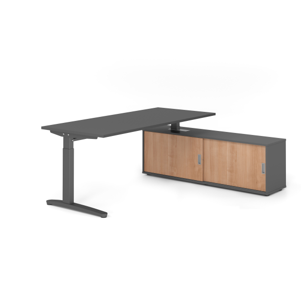 4032062333907 - Schreibtischkombination VXB manuell höhenverstellbar 85cm (H) 180x80cm (BxT) Graphit   graphit 4032062333907 Hammerbacher