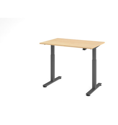 Sitz-Steh-Schreibtisch VXMST, elektrisch h&ouml;henverstellbar, 120cm (H), 120x80cm (BxT), ahorn / graphit