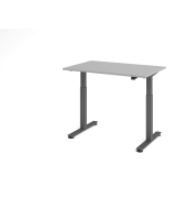 Sitz-Steh-Schreibtisch VXMST, elektrisch h&ouml;henverstellbar, 120cm (H), 120x80cm (BxT), grau / graphit