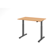 Sitz-Steh-Schreibtisch VXMST, elektrisch h&ouml;henverstellbar, 120cm (H), 120x80cm (BxT), buche / graphit
