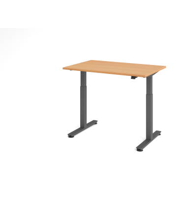 Sitz-Steh-Schreibtisch VXMST, elektrisch h&ouml;henverstellbar, 120cm (H), 120x80cm (BxT), buche / graphit