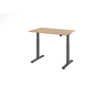 Sitz-Steh-Schreibtisch VXMST, elektrisch h&ouml;henverstellbar, 120cm (H), 120x80cm (BxT), eiche / graphit