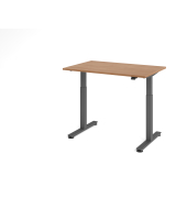 Sitz-Steh-Schreibtisch VXMST, elektrisch h&ouml;henverstellbar, 120cm (H), 120x80cm (BxT), nussbaum / graphit