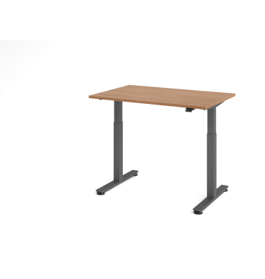 Sitz-Steh-Schreibtisch VXMST, elektrisch h&ouml;henverstellbar, 120cm (H), 120x80cm (BxT), nussbaum / graphit