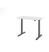 Sitz-Steh-Schreibtisch VXMST, elektrisch h&ouml;henverstellbar, 120cm (H), 120x80cm (BxT), wei&szlig; / graphit