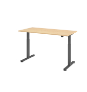 Sitz-Steh-Schreibtisch VXMST, elektrisch h&ouml;henverstellbar, 120cm (H), 160x80cm (BxT), ahorn / graphit