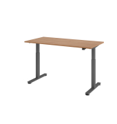 Sitz-Steh-Schreibtisch VXMST, elektrisch h&ouml;henverstellbar, 120cm (H), 160x80cm (BxT), nussbaum / graphit