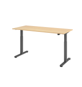 Sitz-Steh-Schreibtisch VXMST, elektrisch h&ouml;henverstellbar, 120cm (H), 180x80cm (BxT), ahorn / graphit