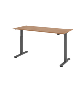 Sitz-Steh-Schreibtisch VXMST, elektrisch h&ouml;henverstellbar, 120cm (H), 180x80cm (BxT), nussbaum / graphit