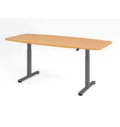Sitz-Steh-Konferenztisch XMST, elektrisch h&ouml;henverstellbar 120cm (H), 220x103cm (BxT), Tonnenform, buche / graphit