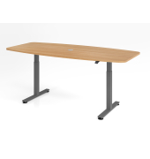 Sitz-Steh-Konferenztisch VXMST, elektrisch h&ouml;henverstellbar 120cm (H), 220x103cm (BxT), Tonnenform, eiche / graphit