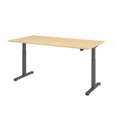 Sitz-Steh-Schreibtisch VXMST, elektrisch h&ouml;henverstellbar, 120cm (H), 200x100cm (BxT), ahorn / graphit
