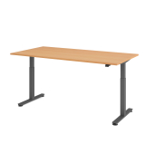 Sitz-Steh-Schreibtisch VXMST, elektrisch h&ouml;henverstellbar, 120cm (H), 200x100cm (BxT), buche / graphit