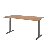 Sitz-Steh-Schreibtisch VXMST, elektrisch h&ouml;henverstellbar, 120cm (H), 200x100cm (BxT), nussbaum / graphit