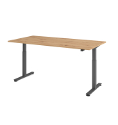 Sitz-Steh-Schreibtisch VXMST, elektrisch h&ouml;henverstellbar, 120cm (H), 200x100cm (BxT), asteiche / graphit