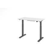 Sitz-Steh-Schreibtisch VXMST, elektrisch h&ouml;henverstellbar, 120cm (H), 120x67,2cm (BxT), wei&szlig; / graphit