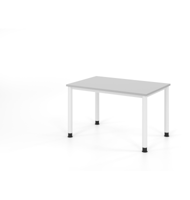 Schreibtisch VHS, manuell h&ouml;henverstellbar, 81cm (H), 120x80cm (BxT), grau / wei&szlig;