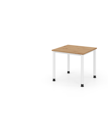 Schreibtisch VHS, manuell h&ouml;henverstellbar, 81cm (H), 80x80cm (BxT), asteiche / wei&szlig;