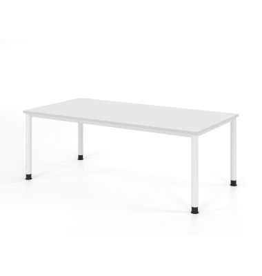 Schreibtisch VHS, manuell h&ouml;henverstellbar, 81cm (H), 200x100cm (BxT), wei&szlig; / wei&szlig;