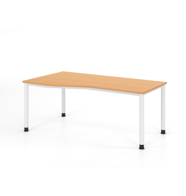 Schreibtisch VHS, manuell h&ouml;henverstellbar, 81cm (H), 180x100cm (BxT), buche / wei&szlig;