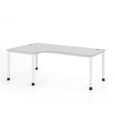 Schreibtisch VHS, manuell h&ouml;henverstellbar, 81cm (H), 200x120cm (BxT), grau / wei&szlig;