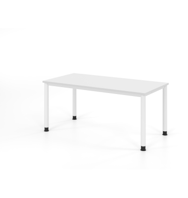Schreibtisch VHS, manuell h&ouml;henverstellbar, 81cm (H), 160x80cm (BxT), wei&szlig; / wei&szlig;
