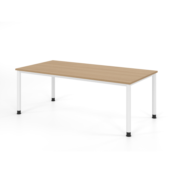 4032062335246 - Schreibtisch VHS manuell höhenverstellbar 81cm (H) 200x100cm (BxT) Eiche   weiß 4032062335246 Hammerbacher