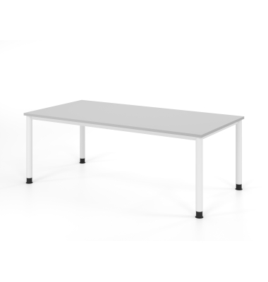 Schreibtisch VHS, manuell h&ouml;henverstellbar, 81cm (H), 200x100cm (BxT), grau / wei&szlig;