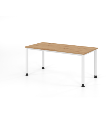 Schreibtisch VHS, manuell h&ouml;henverstellbar, 81cm (H), 160x80cm (BxT), asteiche / wei&szlig;