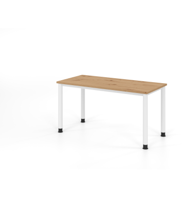 Schreibtisch VHS, manuell h&ouml;henverstellbar, 81cm (H), 140x67,2cm (BxT), asteiche / wei&szlig;