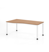 Schreibtisch VHS, manuell h&ouml;henverstellbar, 81cm (H), 180x100cm (BxT), nussbaum / wei&szlig;