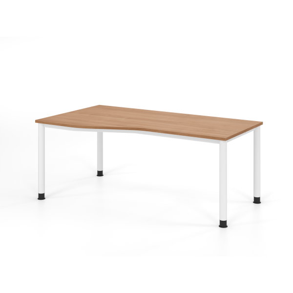 4032062335376 - Schreibtisch VHS manuell höhenverstellbar 81cm (H) 180x100cm (BxT) Nussbaum   weiß 4032062335376 Hammerbacher