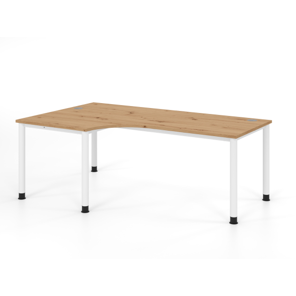 4032062335390 - Schreibtisch VHS manuell höhenverstellbar 81cm (H) 200x120cm (BxT) Asteiche   weiß 4032062335390 Hammerbacher