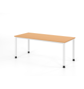 Schreibtisch VHS, manuell h&ouml;henverstellbar, 81cm (H), 180x80cm (BxT), buche / wei&szlig;