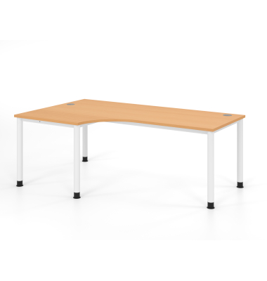 Schreibtisch VHS, manuell h&ouml;henverstellbar, 81cm (H), 200x120cm (BxT), buche / wei&szlig;